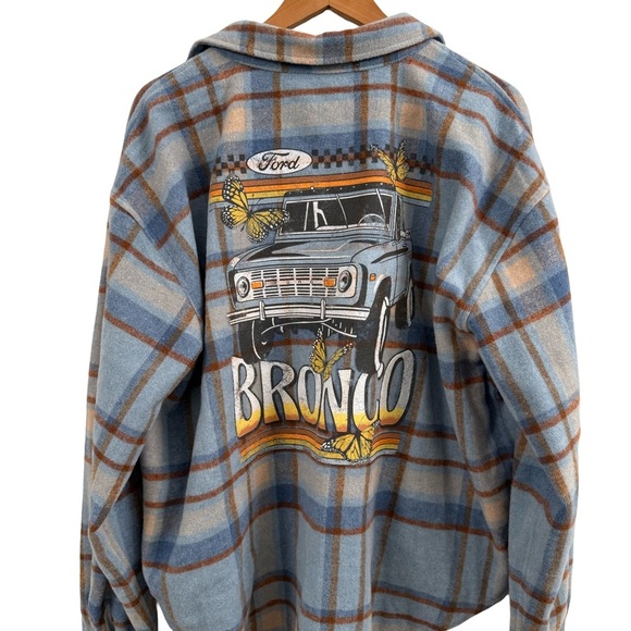 Ford Tops - Ford Blue Plaid Button Down Shirt